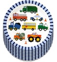 БУМАЖНЫЕ ТАРЕЛКИ 23см машинки дни рождения транспорт 6шт
