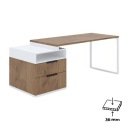 Письменный стол, Письменный стол с контейнером, Компьютерный стол, Дуб/Белый -36 мм