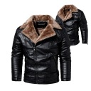 МОДНАЯ МУЖСКАЯ ЗИМНЯЯ ТЕПЛАЯ КОЖАНАЯ КУРТКА С МЕХОМ L