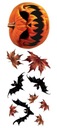 DEKORACJA NAKLEJKI DYNIA LIŚĆ NIETOPERZ HALLOWEEN