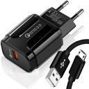 БЫСТРОЕ СЕТЕВОЕ ЗАРЯДНОЕ УСТРОЙСТВО QC + КАБЕЛЬ MICRO USB
