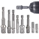 ADAPTERY REDUKCJE NA NASADKI DO WKRĘTARKI WIERTARKI 1/4 3/8 1/2 CrV 8szt.