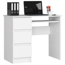 Компьютерный стол А-6, 90 см, левый столик, 3 ящика, 1 маленькая полка, белый
