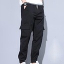 Módne pánske nohavice Cargo Nohavice s vysokým pásom a širokými nohavicami uvoľneného strihu 5XL čierna Dominujúci materiál akryl