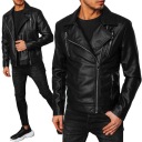 КУРТКА МУЖСКАЯ ЧЕРНАЯ КОЖАНАЯ TX4385 - XL