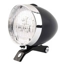 LAMPKA ROWEROWA PRZEDNIA LED NA BATERIE RETRO CHROMOWANA Z UCHWYTEM ZD14A