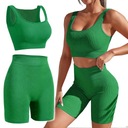 SPORTOWY KOMPLET FITNESS SIŁOWNIA PRĄŻKOWANY MODELUJĄCY KOLARKI + TOP #S/M