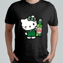 ЧЕРНАЯ МУЖСКАЯ ФУТБОЛКА С ПРИНТОМ ЗАБАВНАЯ ФУТБОЛКА HELLO KITTY PEARL BEER