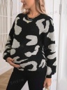 SHEIN MATERNITY SWETER CZARNY WE WZÓR S 745