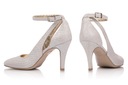 Серебряные свадебные туфли на шпильке с ремешком на щиколотке MONA 39
