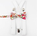 Комплект из мужских подтяжек и мужского галстука-бабочки белого цвета с цветами.