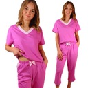 Женская пижама с брюками из хлопка 3/4, V-образный вырез XS