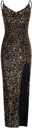 Šaty lesklé čierne dlhé maxi zlaté flitre večerné rozparky r.M EAN (GTIN) 6975657285718