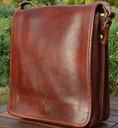 Pánska kožená taška cez rameno malá hnedá talianska kabelka poštárka Model Raportówka, listonoszka