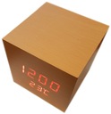 Budík LED kocka LTC s teplomerom, drevo Hlavný materiál plast