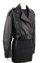 Čierna Ramoneska Kožená Dámska bunda v Kráji Oversize DORJAN AMN951 XS Model Ramoneska Skórzana Oversize
