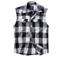 Brandit Checkshirt bez rukávov bielo/čierna L