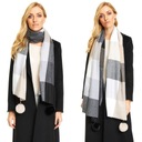 ШАРФ ЖЕНСКИЙ, ПЛОТНЫЙ, ТЕПЛЫЙ, с большими помпонами.