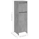 vidaXL Kúpeľňová skrinka, sivá betónová, 30x30x95 cm, drevotrieska Dvere plné