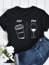 Y2k Módne tričká AM Coffee PM červené víno tlač Veľkosť S