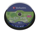 CD-RW Verbatim, 700 МБ, устойчивый к царапинам X12 (Cake 10)