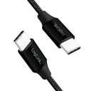 Плетеный кабель USB C — USB C — зарядка 3 А — длина 100 см