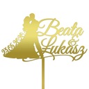 ТОПЕР ДЛЯ СВАДЕБНОГО ТОРТА ЛЮБОЕ ИМЯ И ДАТА ЗОЛОТО