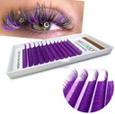 Ресницы цветные 8-13мм, изгиб D, 12 полосок ФИОЛЕТОВЫЕ.