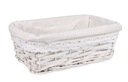 БЕЛАЯ ПЛЕТЕНАЯ КОРЗИНА С ТКАНЬЮ 26х16х9 см