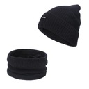 2 ks zimná čiapka šatka sada Unisex zateplené čiapky na lebku čierna Hlavná tkanina bavlna