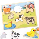 VIGA DREWNIANE PUZZLE UKŁADANKA MONTESSORI 2w1 FIGURKI FARMA ZWIERZĄTKA