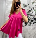 Dámska tunika Bavlnená Výstrih V-Neck Elegantné Fuchsia veľkosť 48 Značka iná