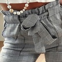 Elegantné dámske kockované nohavice sivé 3XL 46 '35U Strih rúry