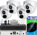 Комплект IP-мониторинга, 4 камеры, 8 Мп, PoE-рекордер, 1 ТБ, приложение для обнаружения