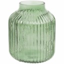 БОЛЬШАЯ СТЕКЛЯННАЯ ВАЗА, РЕБРИЩЕЕ СТЕКЛО, ЗЕЛЕНАЯ