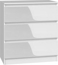 КОМОД КНИЖНЫЙ ШКАФ С 3 ЯЩИКАМИ M3 ГЛЯНЦЕВЫЙ БЕЛЫЙ