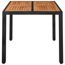 vidaXL Záhradný stôl, drevená doska, čierny, 90x90x75 cm, PE ratan Producent Vida