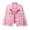 Dámska džínsová bunda jar jeseň krátky kabát ružové džínsové bundy Veľkosť 4XL