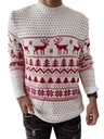 Pánsky vianočný sveter ecru svetielka nórske vzory CHRISTMAS