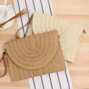 Slamená crossbody kabelka Summer Beach Envelope Beige Dominujúca farba prehľadná