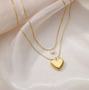 Женское ожерелье из 18-каратного золота в форме сердца знаменитости, двойное, хирургическая сталь 316L