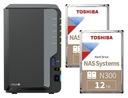 Synology DS224+ 6GB RAM + 2x 12TB Toshiba N300