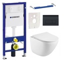 ТУАЛЕТНЫЙ НАБОР GEBERIT FRAME БЕЗОБОДКИ ЧАША БЕЗОБОДКА МЕДЛЕННО ЗАКРЫВАЮЩЕЕСЯ ТОНКОЕ СИДЕНЬЕ