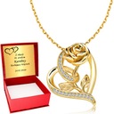 Золотое ожерелье в форме сердца 925 пробы с гравировкой в ​​виде сердца-розы ко Дню матери