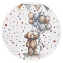 ДЕТСКИЙ МОЮЩИЙСЯ коврик, SOFT BEAR, Мишка Тедди, воздушные шары, кремовый, круг, 100 см