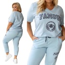 Женские спортивные костюмы для летних большого синего размера 3xl