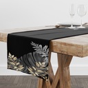 BIEŻNIK OBRUS NA STÓŁ MATOWY GŁADKI 40x180 MOSTERA CZARNA ZŁOTA 009