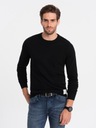 Pánsky sveter s textúrou a polkruhovým výstrihom čierny V4 OM-SWSW-0104 S Značka Ombre