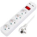 УДЛИНИТЕЛЬ ПИТАНИЯ ПЛОТНЫЙ ШНУР ПЕРЕКЛЮЧАТЕЛЬ 4 РАЗЪЕМА 2xUSB 2.1A 1.5M