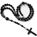 MĘSKI NASZYJNIK RÓŻANIEC ONYKS HEMATYT NEW !!!!!!